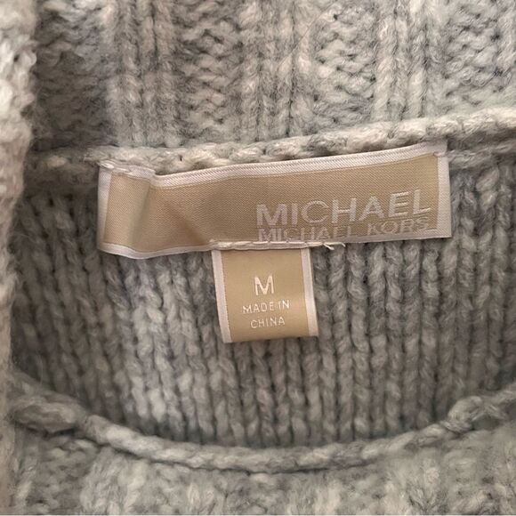 MICHAEL Michael Kors Pearl Heather Gray Medium Knit Turtle Neck Sweater Size M - Picture 3 of 6